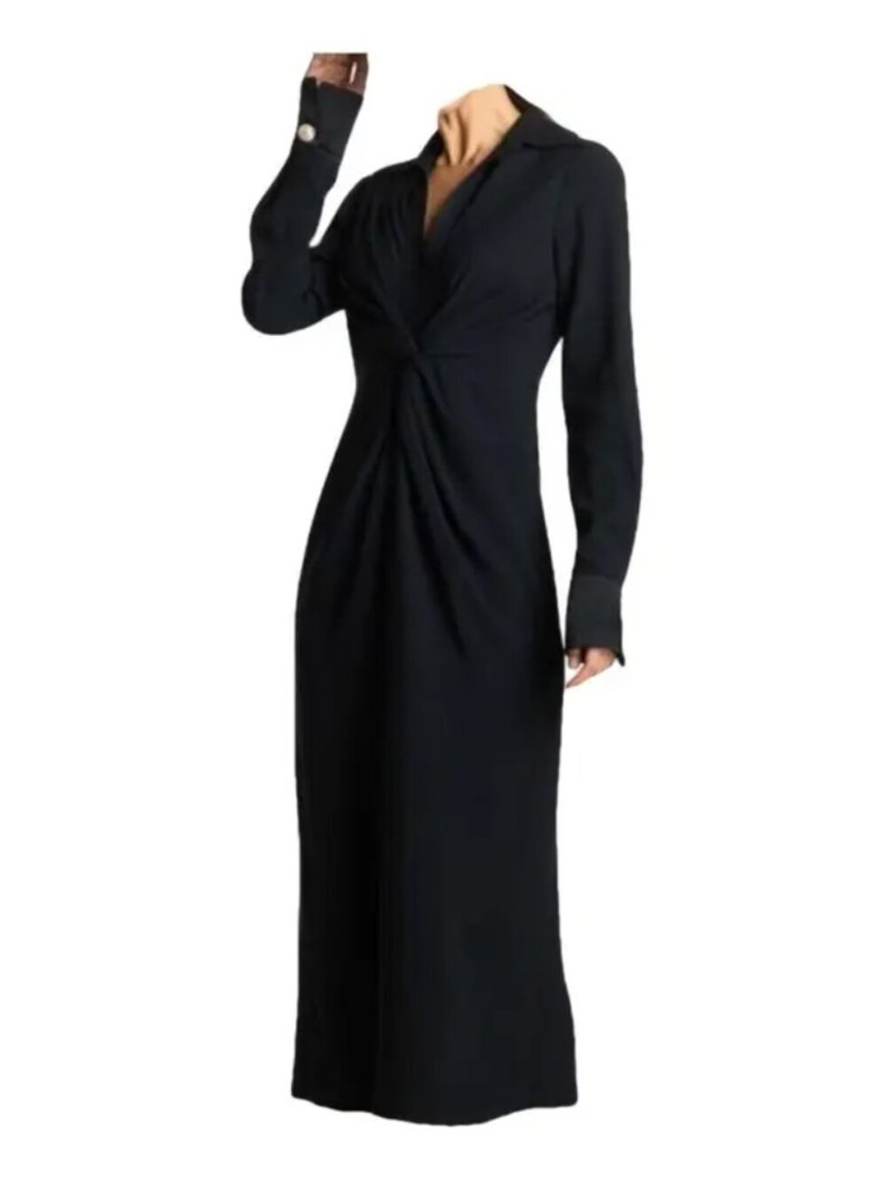 BNWT ST JOHN Twist Front/Knot-waist Dress, black, sz 12